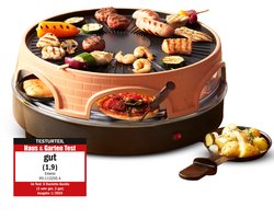 Emerio Pizzarette 3-in-1 Origineel - Zwitserse Raclette en Grill - 6 Persoons Pizza Oven - 6 Geïsoleerde Bakspatels - RVS Bakplaat - Gourmetstel - PO-113255.4 1500W