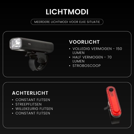 Fietsverlichting set - Voor & Achterlicht - LED Fietslamp - USB Oplaadbaar - Waterbestendig - Racefiets Lichtjes - Rheme — afbeelding 4