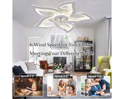 Plafondventilator met Licht en Afstandsbediening Bloemvorm Dimbaar LED Hanglamp Woonkamer