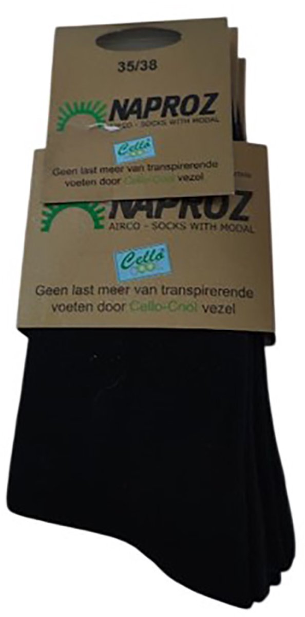 Naproz - Arcoline Sokken - Voordeelset 3 paar! - maat 35-38 - Zwart.