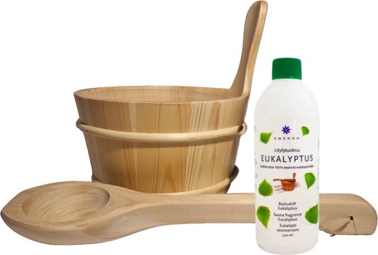 Emendo - Sauna emmer, met lepel en 500 ML eucalyptus