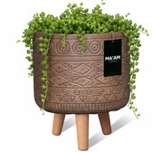MAAM Pottery Fay bloempot op poten - D37xH40 - bruin - houten pootjes (FSC) - marokaans/bohemian/botanisch