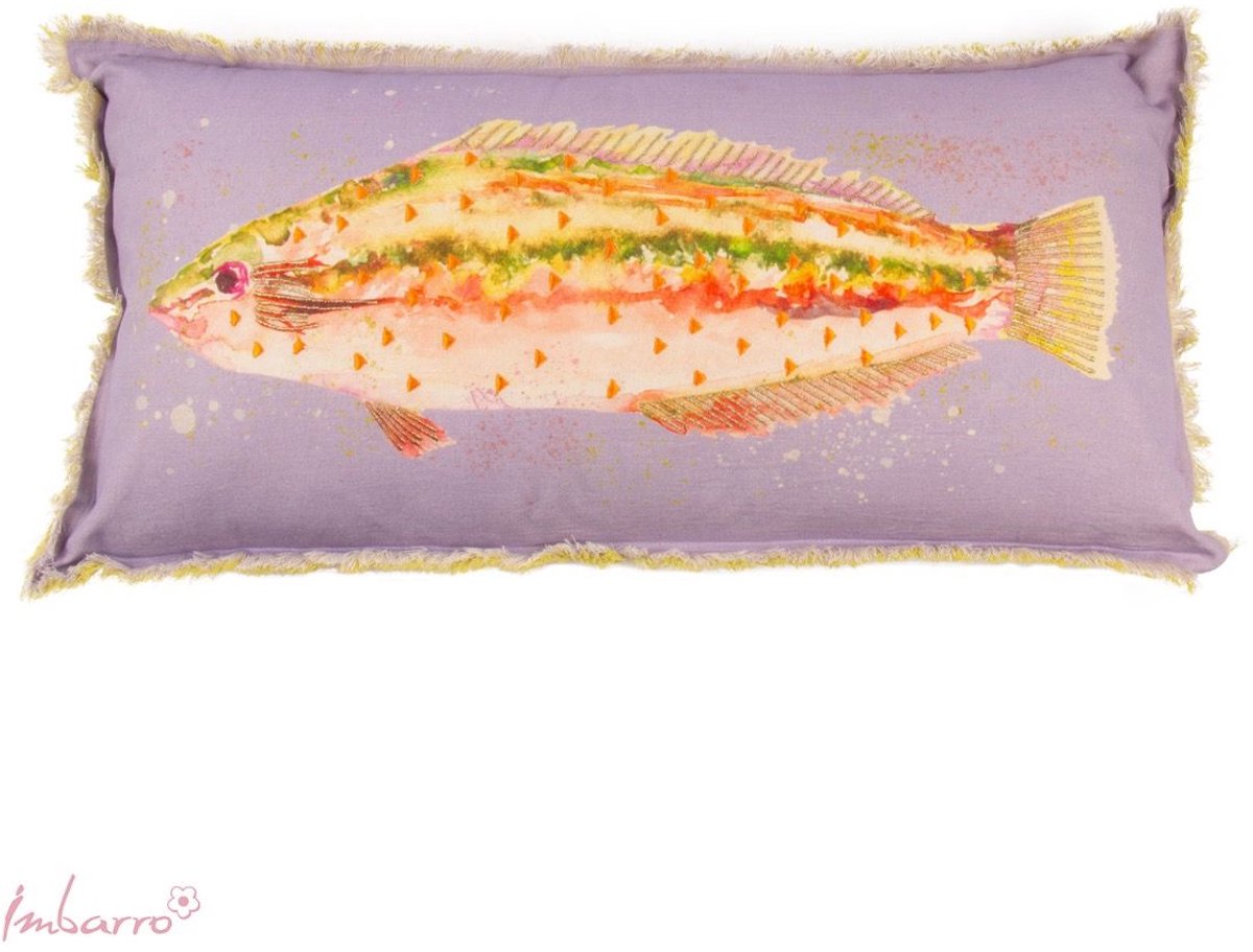 Imbarro Home & Fashion Imbarro- Kussen- Sierkussen- Glow - Vis - Paars - 35x70cm - 100% Katoen Lila