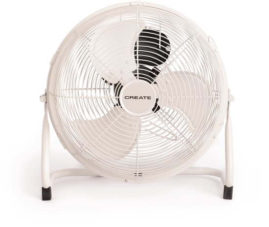 Industriële vloerventilator 12 inch 45W koperen motor stil licht gebroken wit AIR FLOOR RETRO