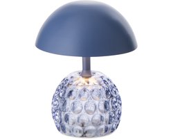 J-Line lamp Champignon - ijzer/glas - blauw - LED lichtjes