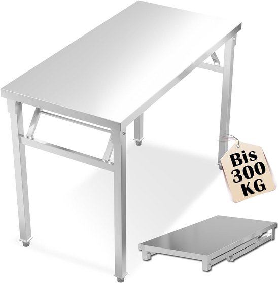 Paktafel Rvs Inklapbare Werktafel van RVS - Robuuste RVS Tafel voor Horeca en Keuken ...