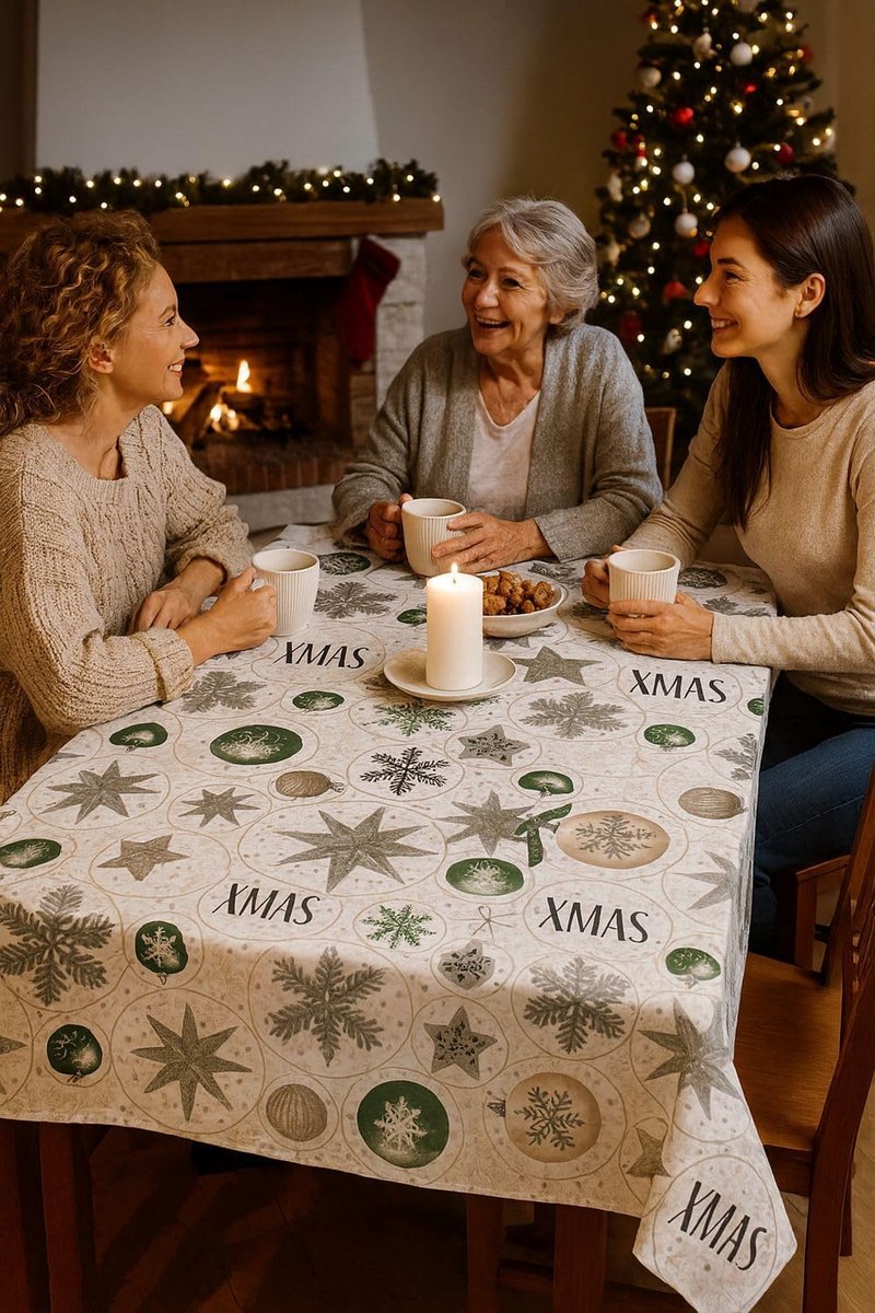 Afwasbare Kerstdeken of Tafelkleed met Kerstman Print 140x100 cm