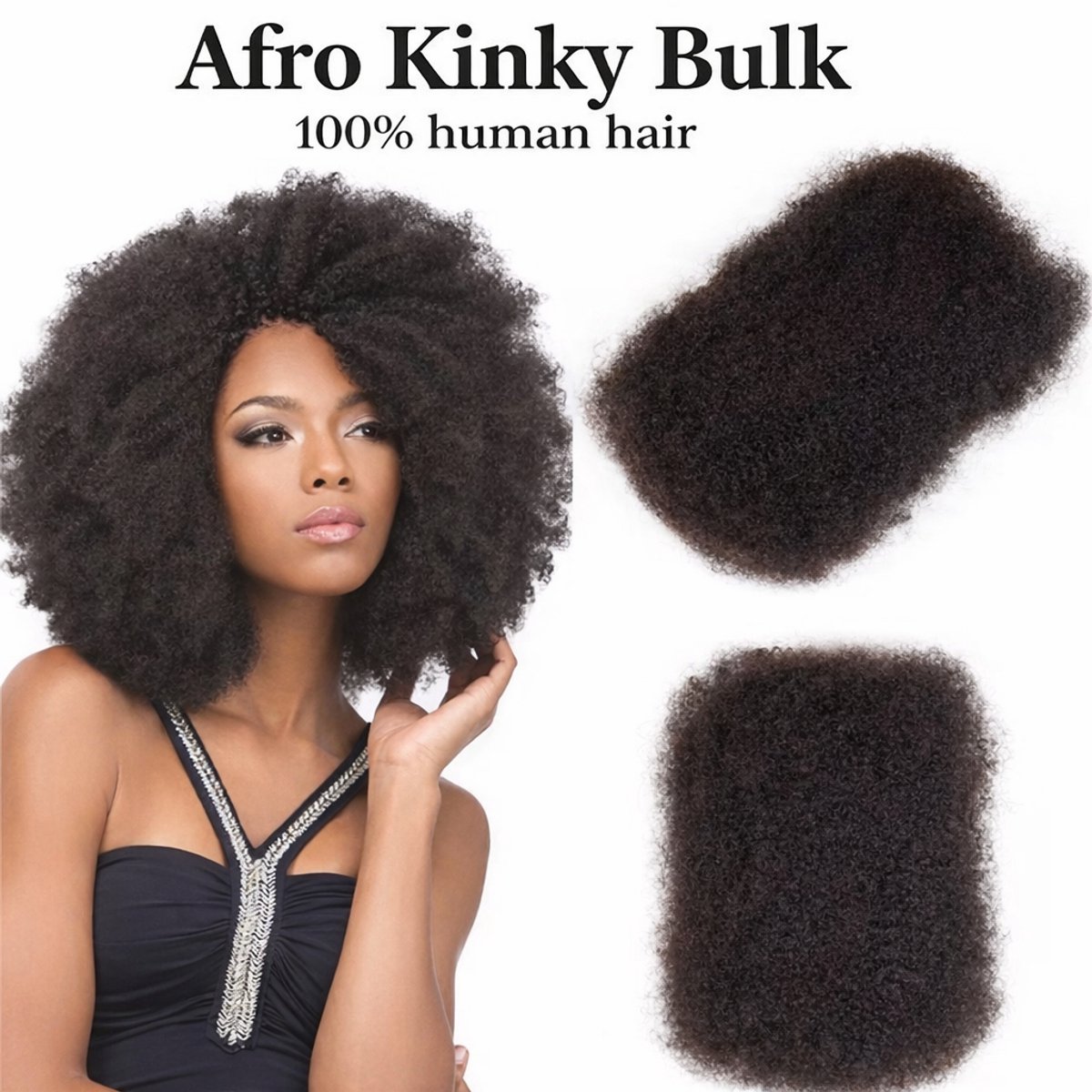 Afro Kinky Bulk - 100% Human hair - 12 Inch - Vlechthaar -Haarextensions - Dreadlocks - Haarverlenging