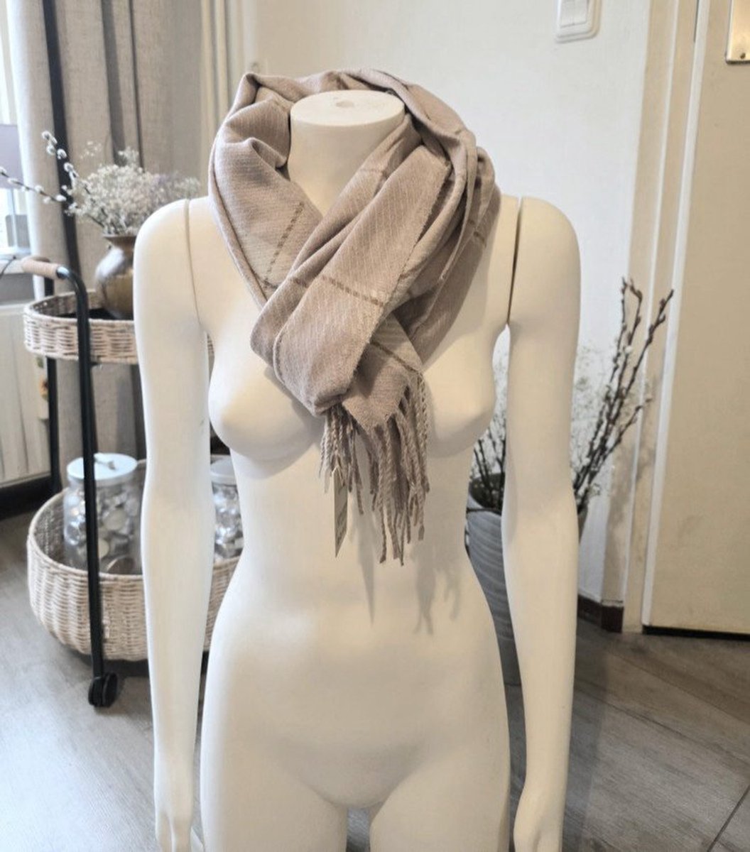Zachte sjaal geruite scarf POEDER ROOS herfst - winter - wol en viscose - geschikt voor dames en heren1st