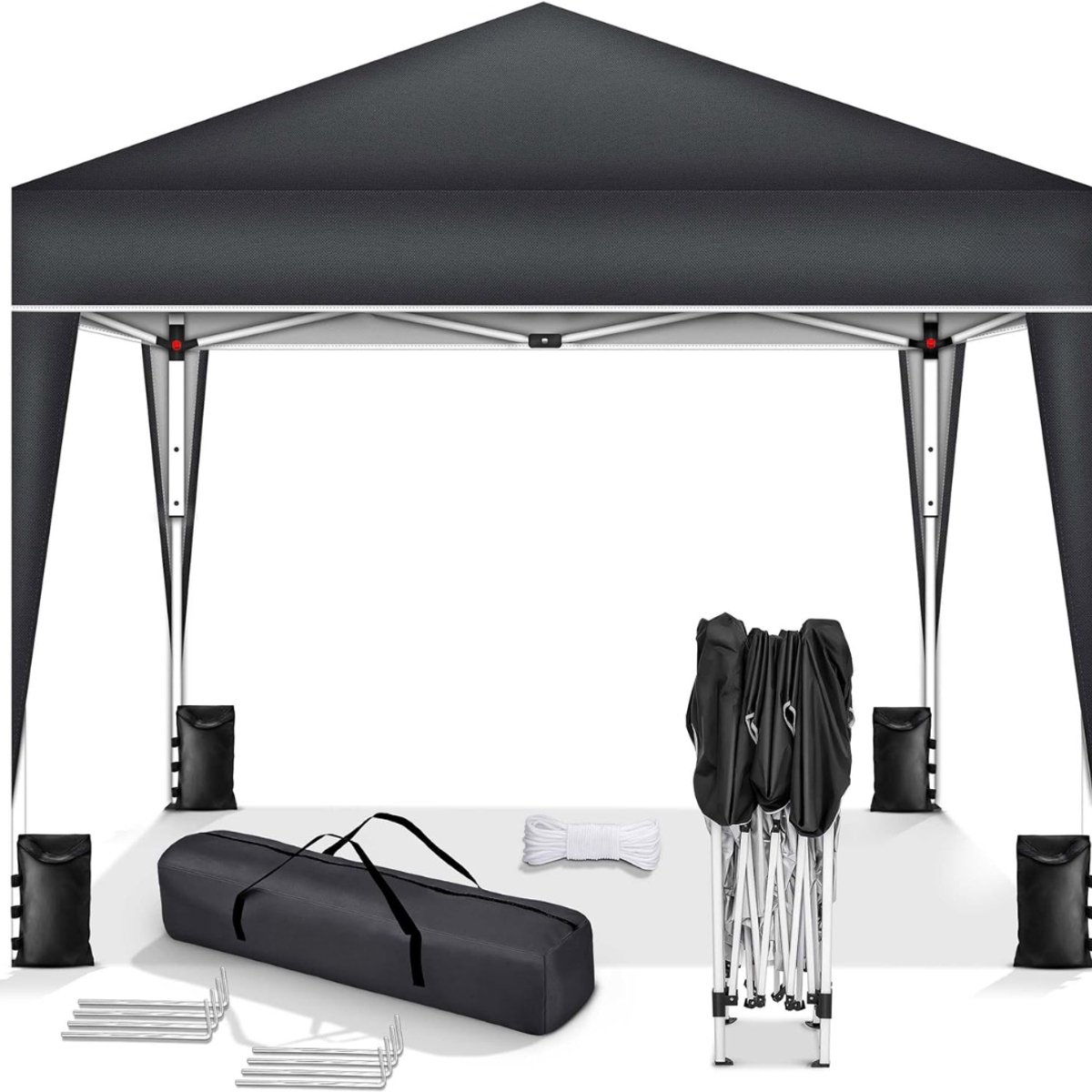 DnA® Partytent Opvouwbaar - Partytent - Partytent Easy Up - Antraciet - 300cm × 300cm × 230cm