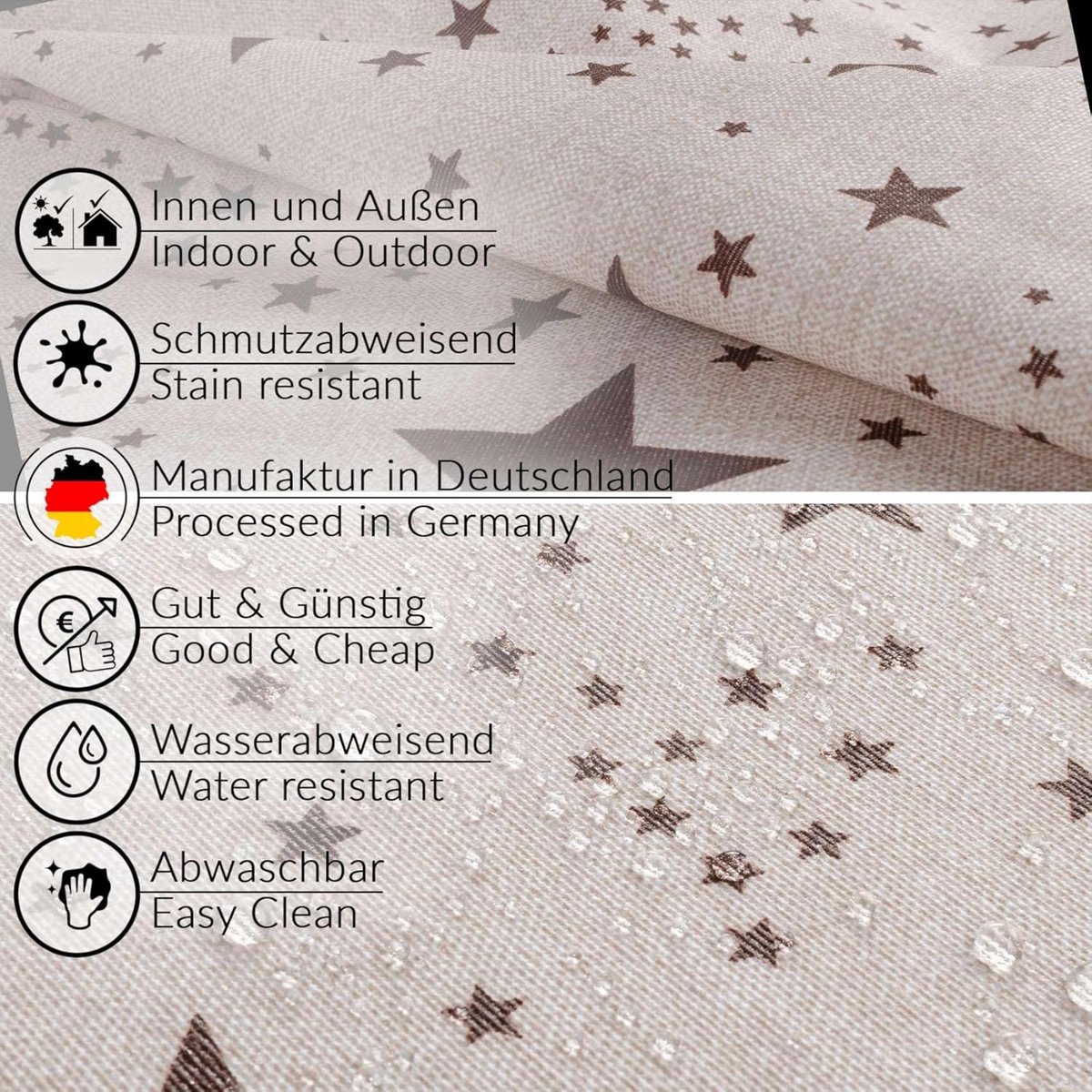 Afwasbaar Stoffen Tafelkleed Katoen-Polyester Sterrenprint Binnen en Buiten 120x140cm