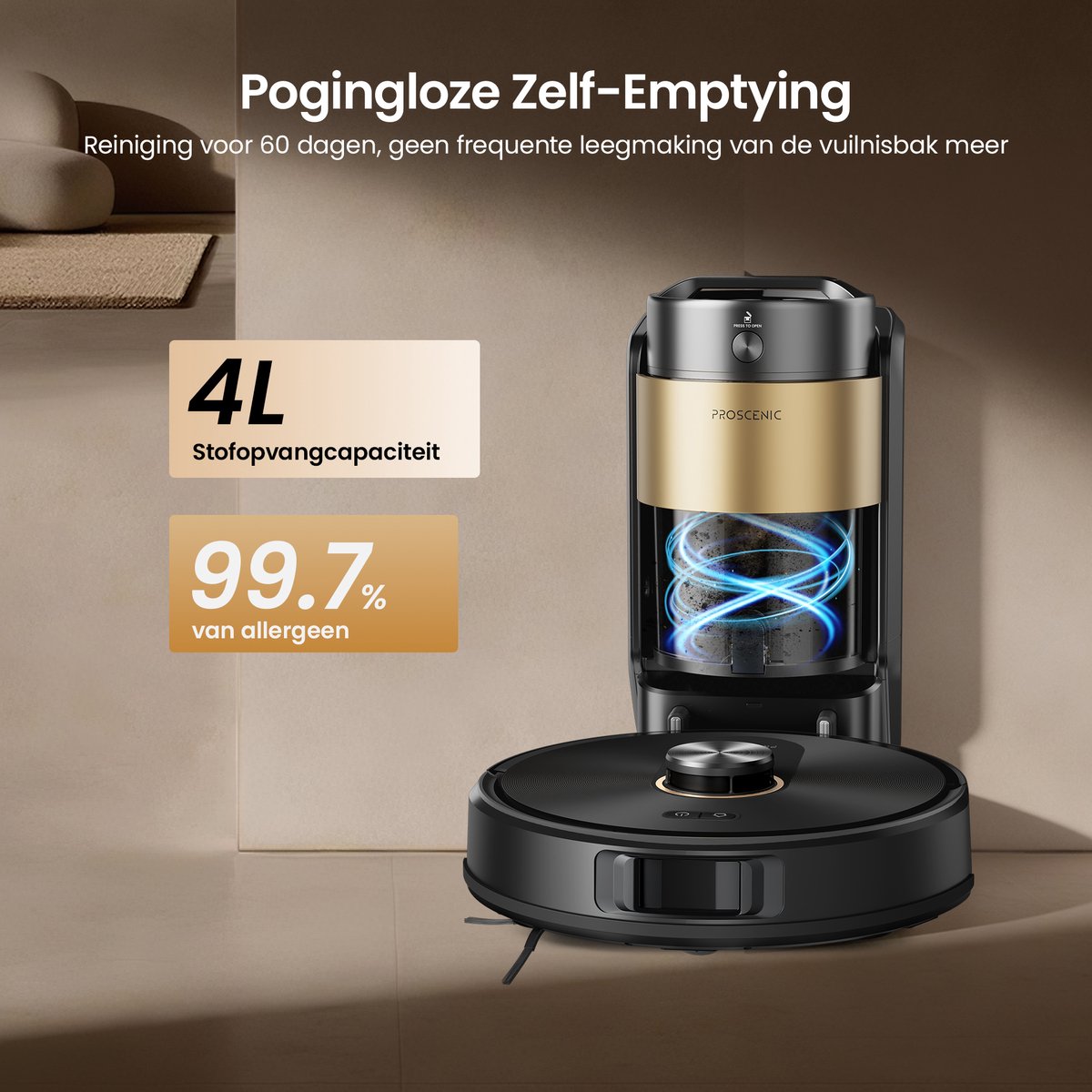Proscenic QQ20 Plus - Robotstofzuiger met Dweilfunctie - Robotstofzuiger met Reinigingsstation - 12000 Pa Zuigkracht — afbeelding 5
