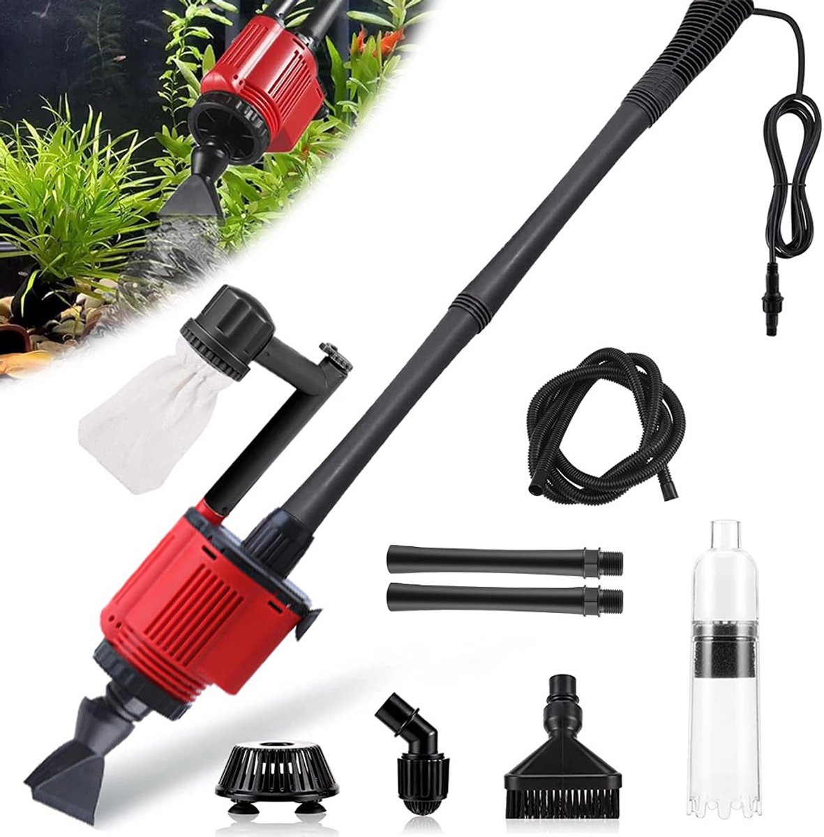 Aquariumbodemreinigingsset met Sifon - Elektrische Automatische Aquariumreinigingsgereedschappen - Bodemreiniger - Gravel cleaner - Bodemstofzuiger