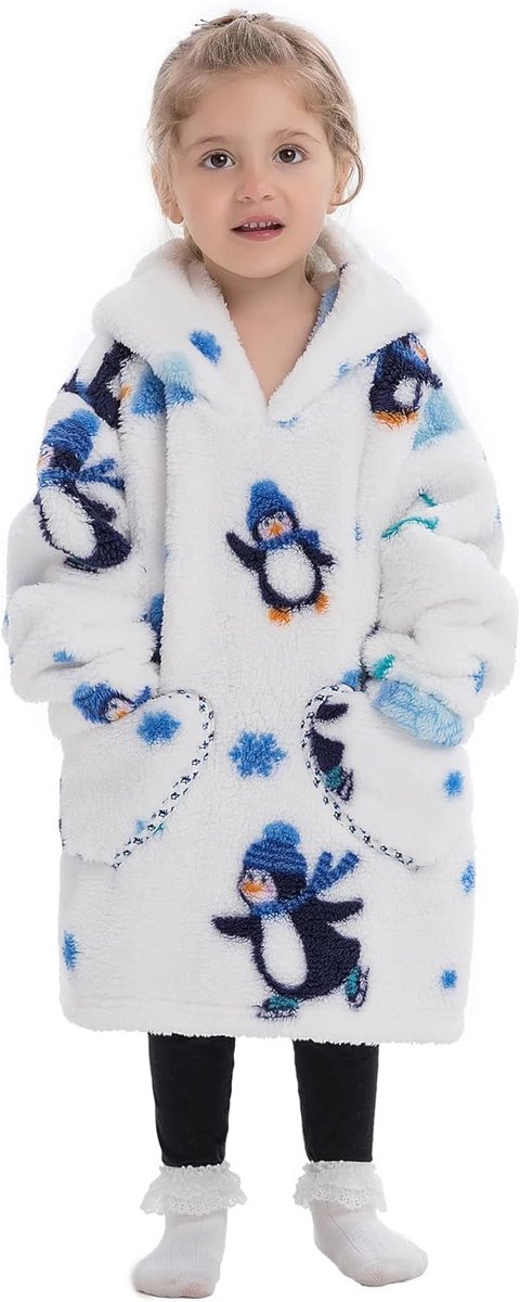 Extra Warme Kinder Hoodie Deken met Mouwen en Capuchon - Oversized en Superzacht voor 3-6 Jaar
