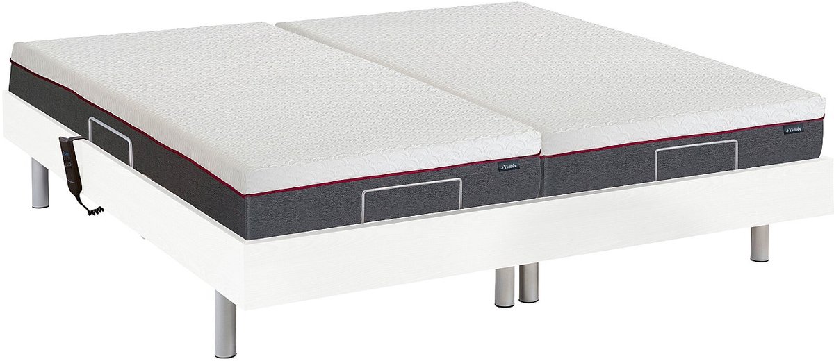 Vente-unique Bed met elektrische lattenbodem hout wit 2 x 90 x 200 cm
