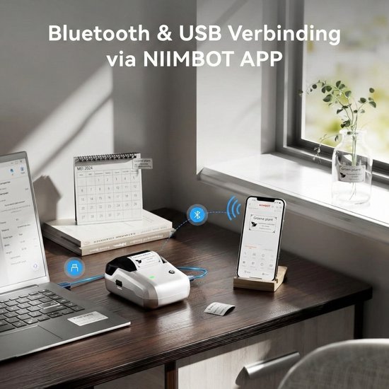 Niimbot - B1 - Imprimante d'étiquettes - Étiqueteuse - Blauw - Smart - Bluetooth - Largeur d'impression 20-50 mm - Légère - Thermique directe - 203 dpi - 1500 mAh