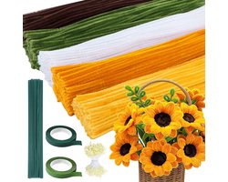 500 stuks gele chenilledraad | pijpenragers in 5 kleuren | met meeldraden en kunstmatige bloemstelen | voor DIY bloemenboeketten en Creativiteit doe-het-zelf decoratie, kunst- en knutselprojecten|Cyslmuk®