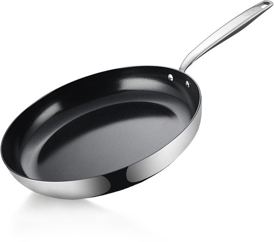 BE Living RVS Koekenpan - Ø 30 cm - Keramisch - Inductie Pan - PFAS Vrij Anti Aanbak - Bakpan - Essential Series