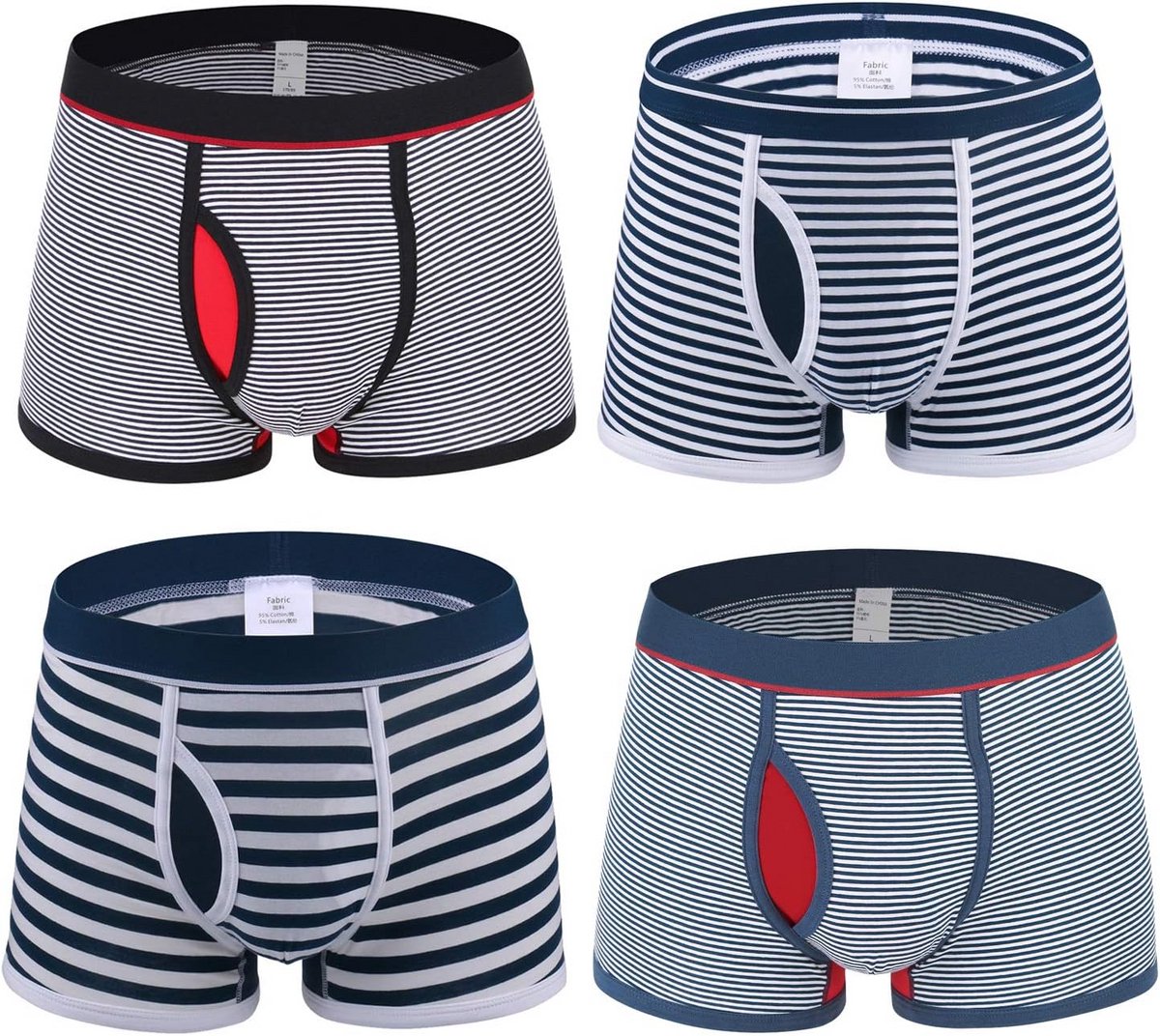 Heren Boxerslips Katoen Gestreept Multipack Ademend Comfortabele Stretch Onderbroek