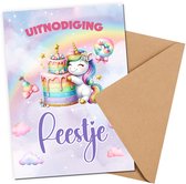 Uitnodiging kinderfeestje + Enveloppen 10 stuks - Thema Unicorn - Beschrijfbaar - Uitnodigingskaarten - Uitnodiging verjaardag - uitnodiging verjaardag feest - Uitnodiging kinderfeestje Jongen of Meisje - Uitnodiging feestje - uitnodigingen - Roze