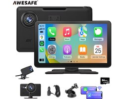 Awesafe 9.44 Inch Autoradio - Geschikt voor CarPlay Scherm - Navigatiesysteem Auto - Universeel - Touchscreen & HD Achteruitrijcamera - USB AUX - FM Radio - Bluetooth