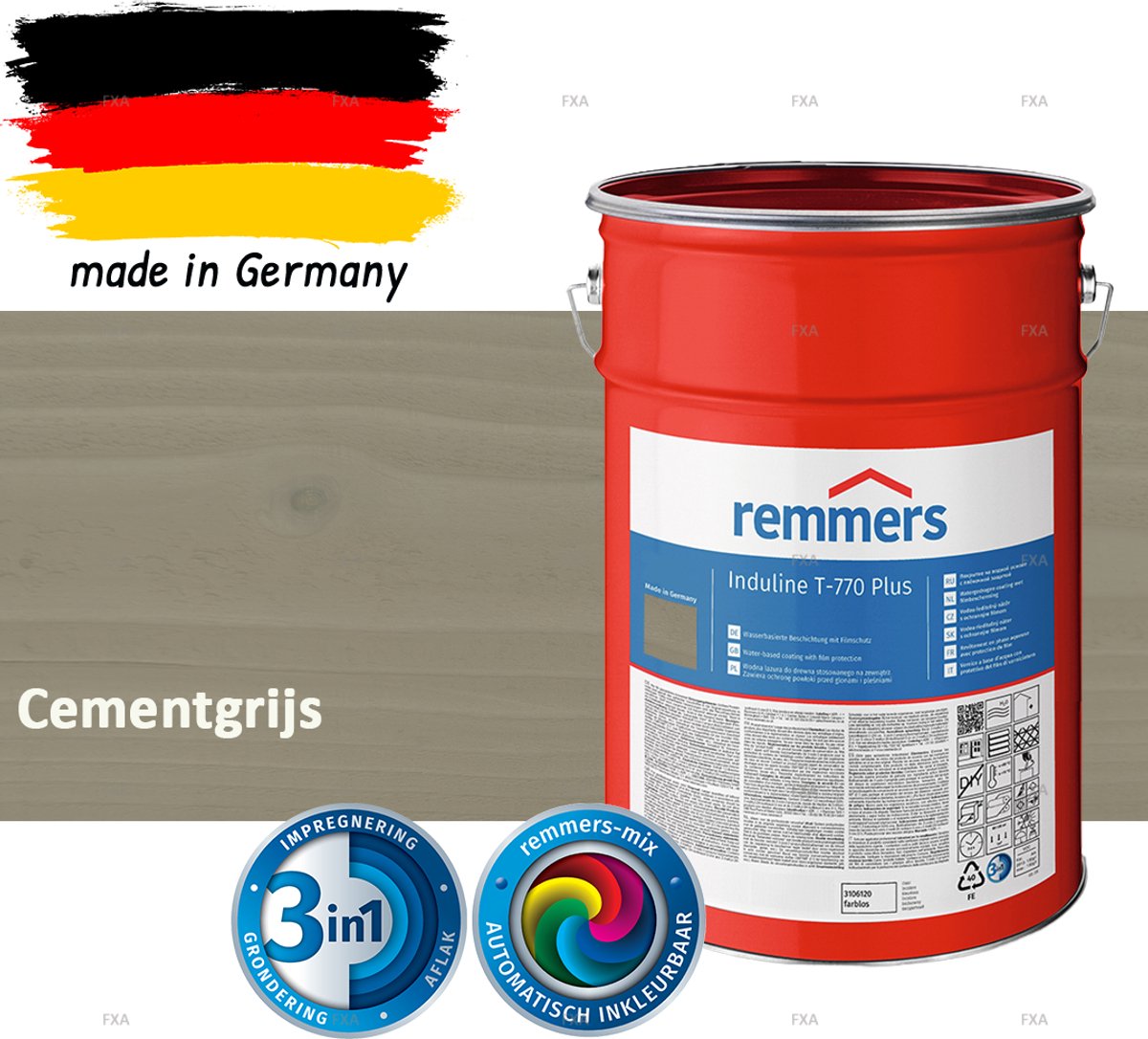 Remmers Induline T-770 PLUS Transparant – Cementgrijs – 5 L – Opvolger GW 310 Houtbeits