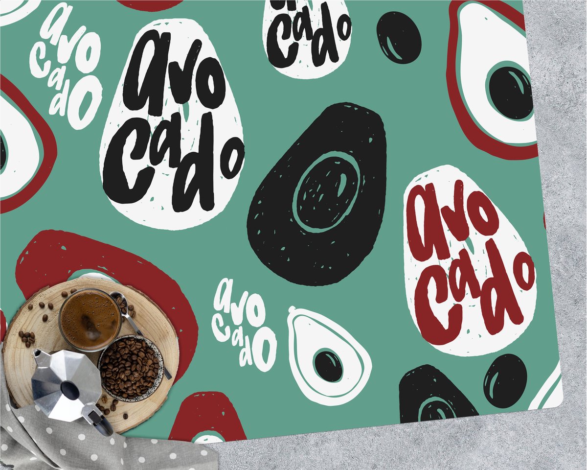 Coloray Vloerbeschermer - Retro avocado Vloerbeschermer Tapijt - 140x100 cm - Veelkleurig Bureaustoelmat - Vloerbeschermer Vinyl - Mótif Bureaustoelmat - Rechthoekige Mat - Abstracties Thema