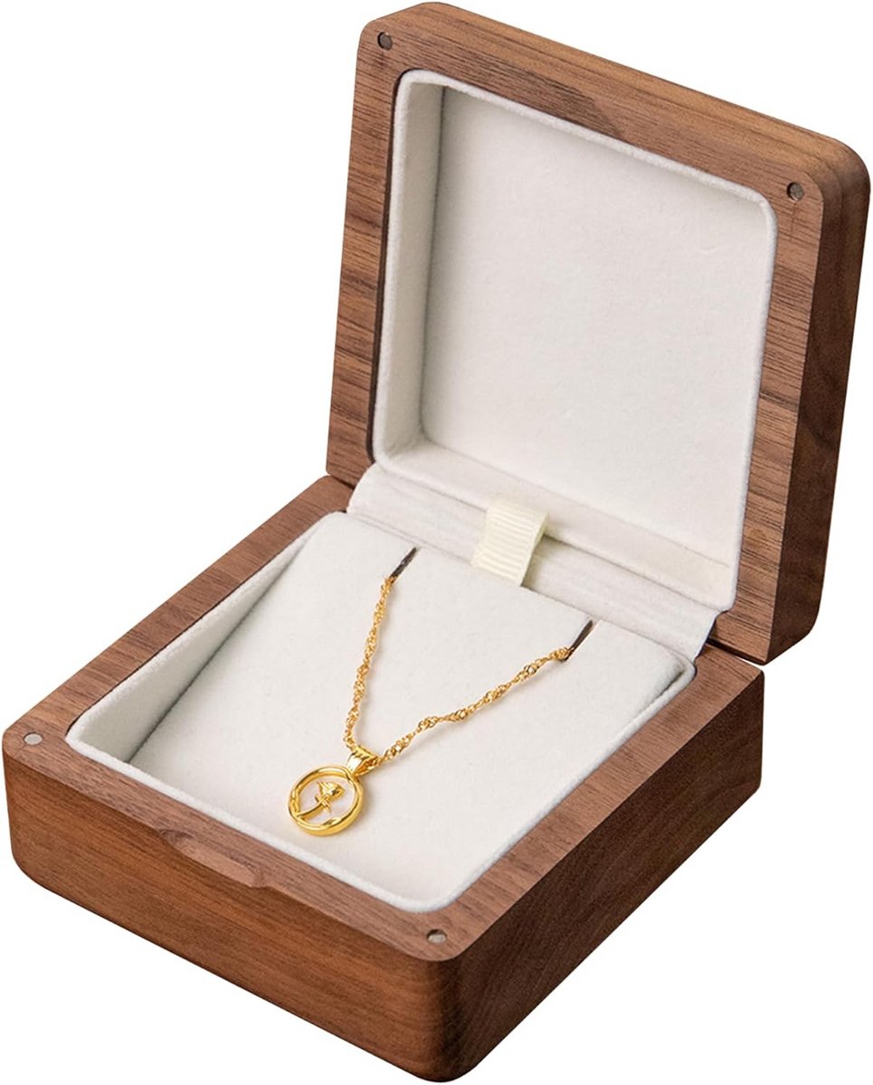 Houten Sieradendoos van Walnoothout voor Halskettingen en Armbanden