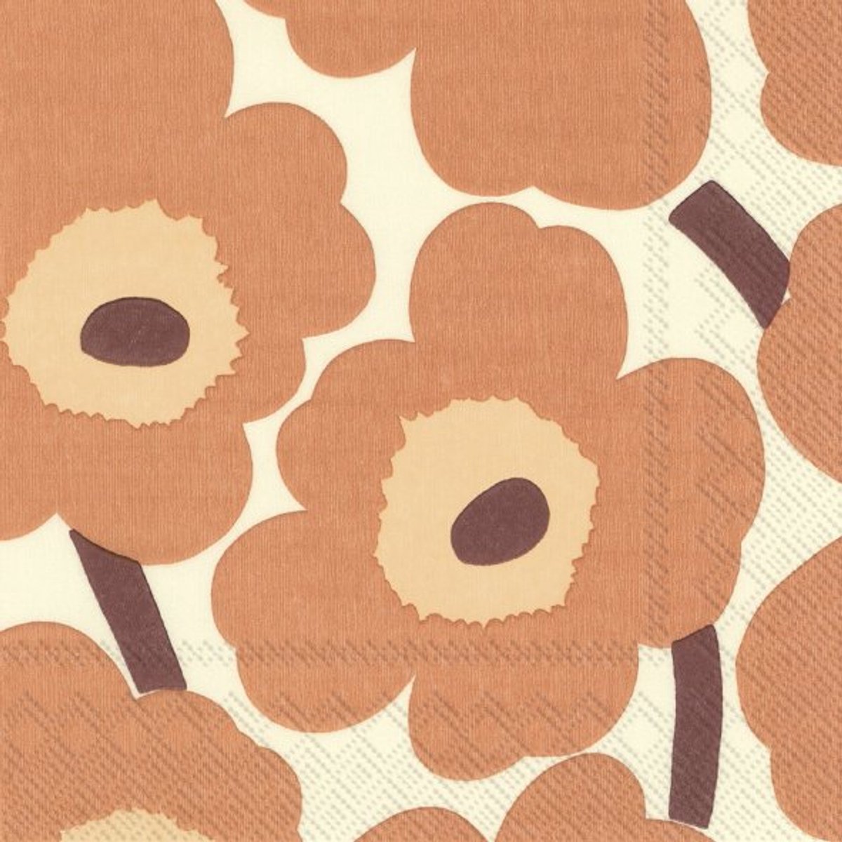 40 Servetten - cream terracotta - Marimekko - papieren servetten 3 laags