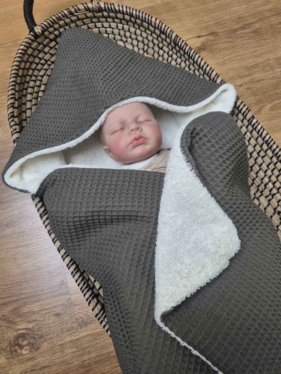 Wikkeldeken - Omslagdoek - Badcape Baby - Gebroken wit / Badstof - 70x70cm / Baby Creaties