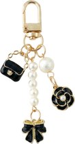 Ainy - Handtasje Zwart Keychain | Sleutelhangers voor kinderen en volwassenen | Auto of fiets sleutelhanger met quick-release ringen | Mode accessoires | cadeau voor vrouwen