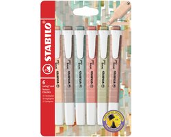 STABILO swing cool - Markeerstift - Perfect Voor Onderweg - NatureCOLORS - Etui Met 6 Kleuren