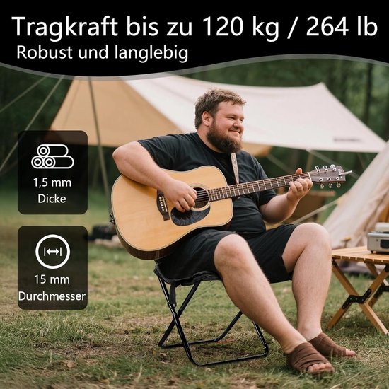 Pvouwbare kruk voor buitenrugzak - opvouwbare rugzakkruk - Draagbare kruk - Viskrukje - Reiskruk - Handig mee te nemen - houdt tot 120 kg - Kampeeruitrusting - outdoor klapstoel met ritssluiting - voor reizen, vissen, kamperen - zwart van Merkloos — afbeelding 3