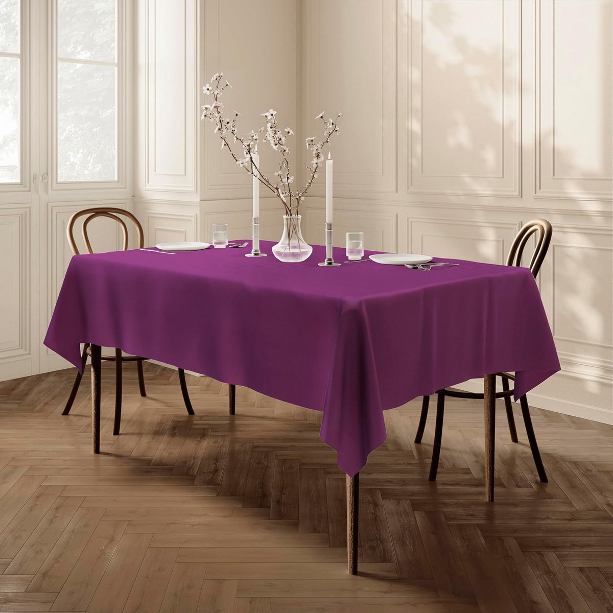 Rechthoekig Tafelkleed Paars Hoge Kwaliteit Stof 140x180 cm
