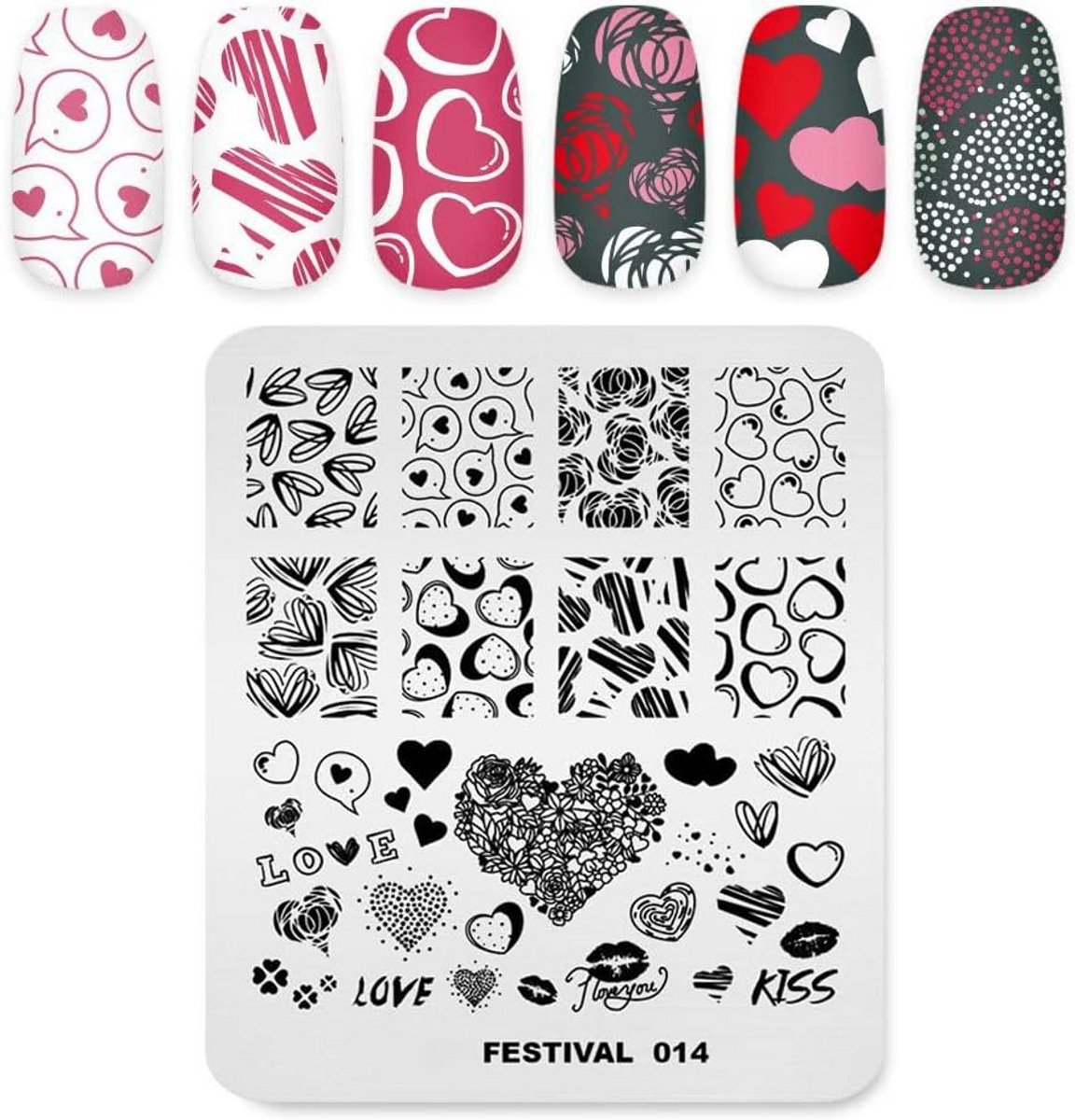 Nail Art Stempel Sjabloon met Hart Ontwerpen voor Gedetailleerde Nageldecoratie