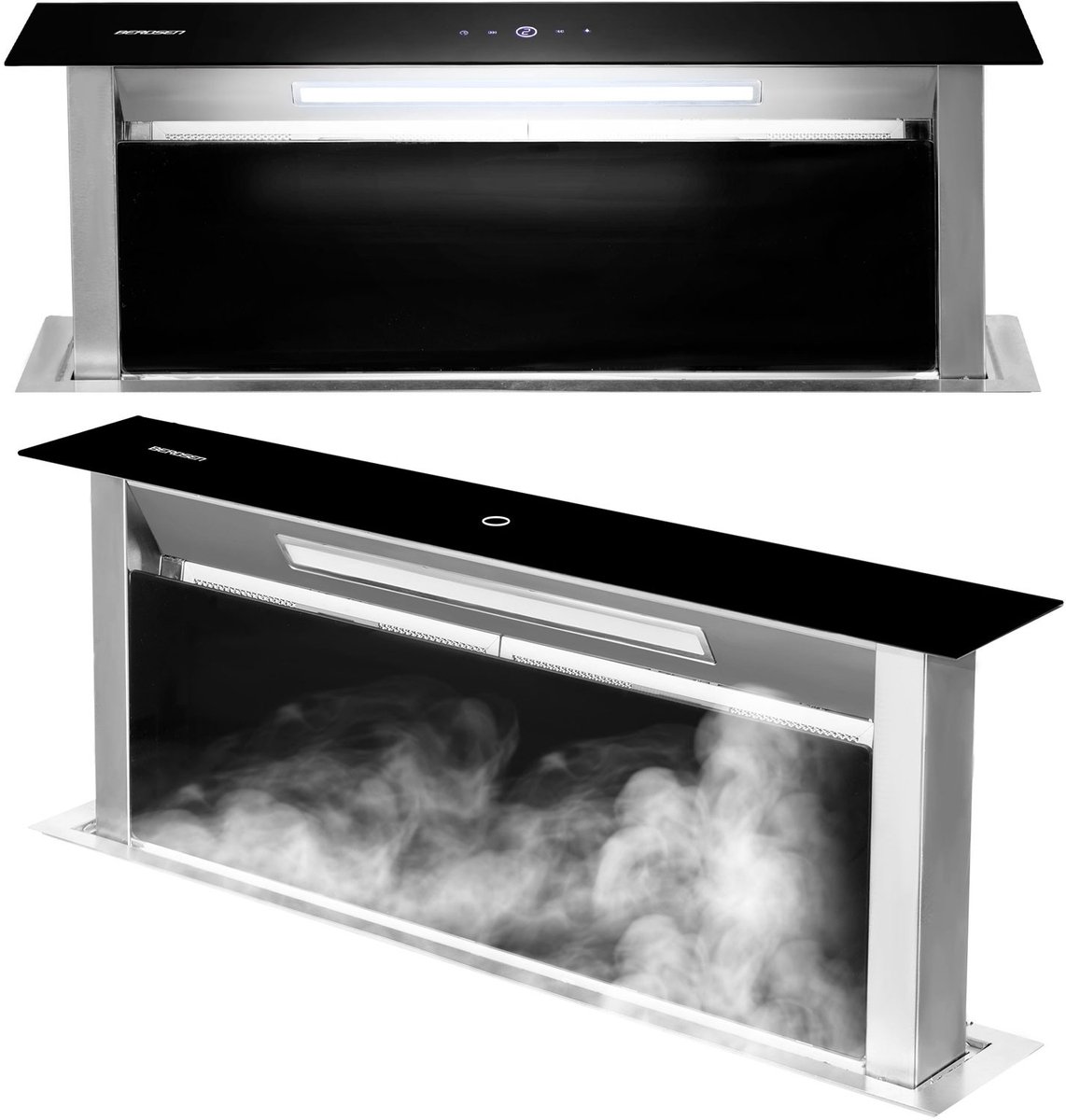 Berdsen BT-290 – Downdraft Afzuigkap – 90 cm – Zwart & Inox