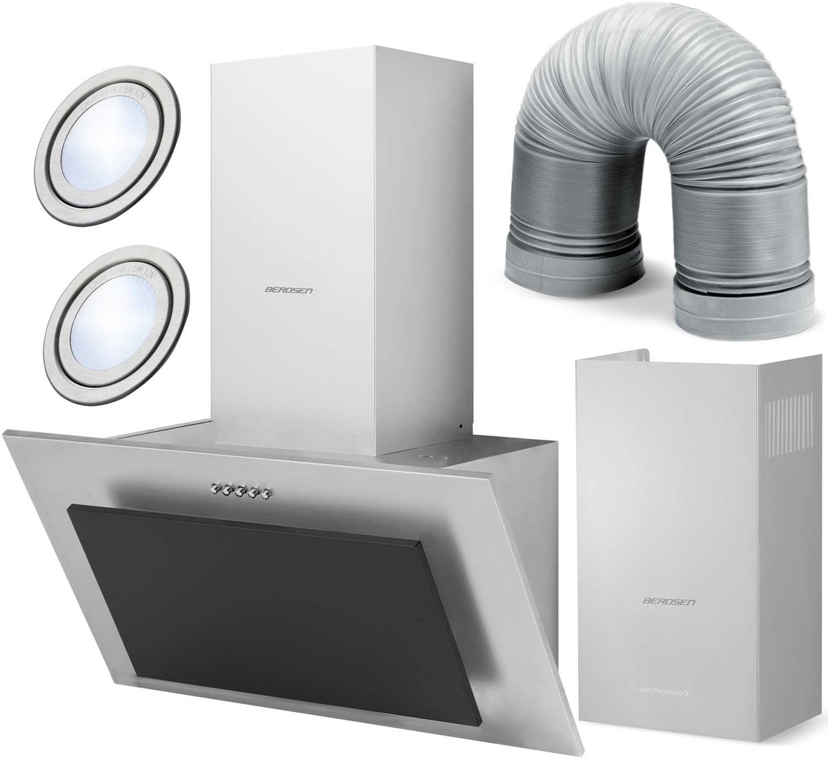 Berdsen BT-209 – Schouwafzuigkap – 60 cm – Inox & Zwart