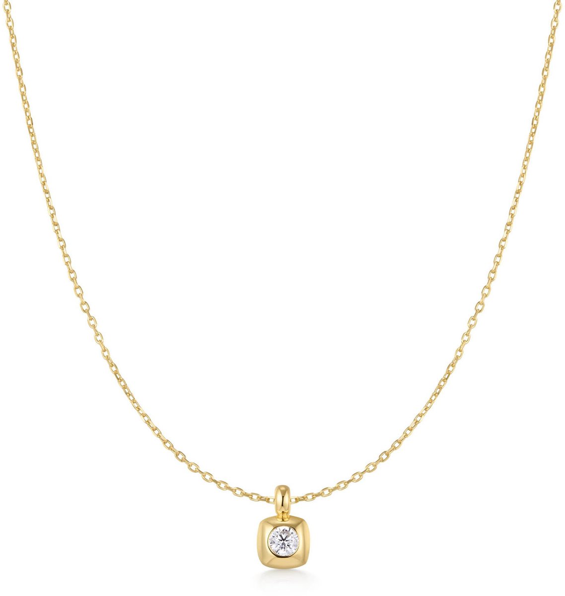Gold Modern Solitaire Necklace S