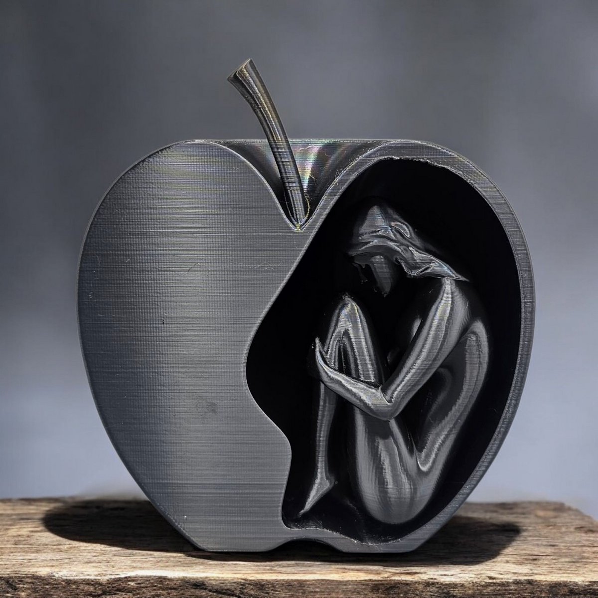 Layerzz - 3D geprinte Kunst - The Core - uniek - abstract -decoratie - 15 cm - glanzend zwart