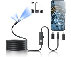 Endoscoop Camera Lens - 1920P HD - 8 LED Verlichting - IP67 Waterdicht - Type-C Connector - 1 Meter Kabel - Compatibel met Android - Met Haak, Magneet en Spiegel Accessoires
