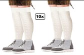 10x Paar Tiroler sokken lang wit mt.39-42 en mt.43-46