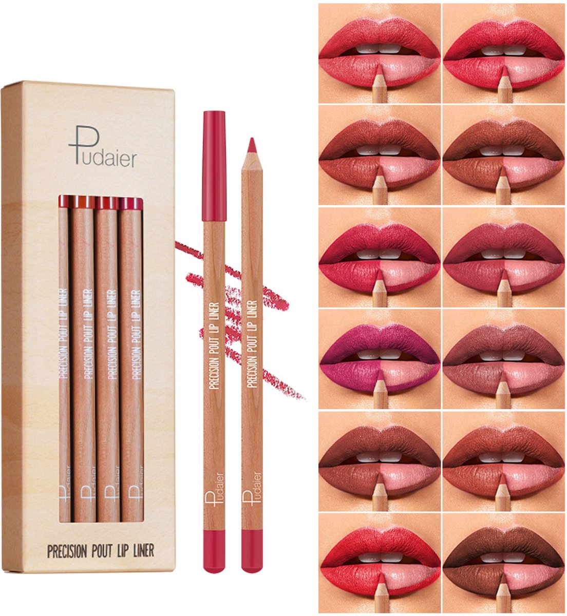 lipgloss,12 Kleuren Mat Lipliner - Gladde Textuur, Anti-Smudge & Waterdicht