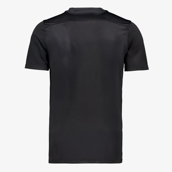 T-shirt de sport Nike noir à manches courtes avec logo Nike blanc sur la poitrine.