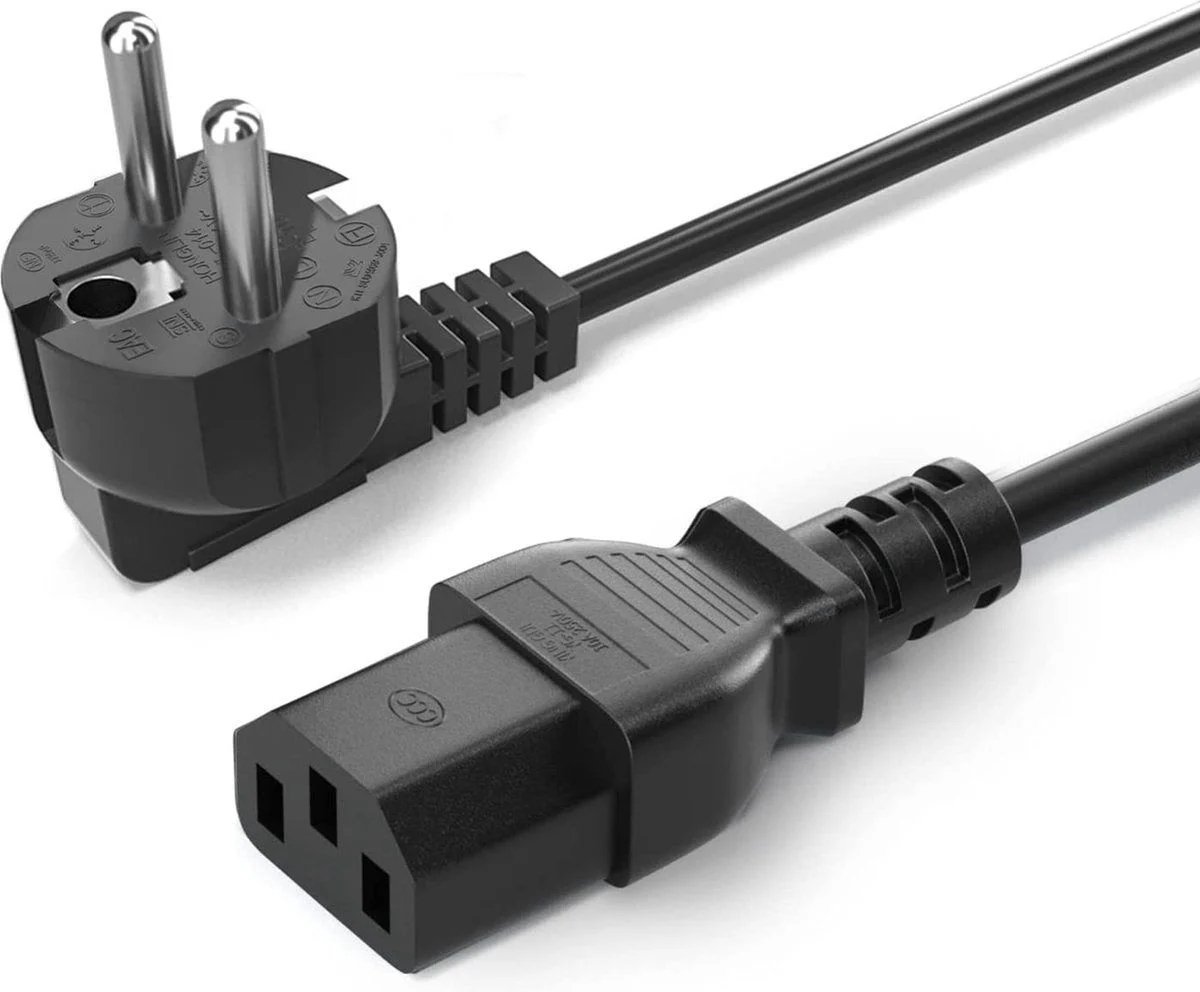 Universele C13 Voedingskabel - Power Kabel - Stroomkabel - 1.5 Meter - Netsnoer voor PC, Beeldscherm, Printer – IEC C13 – Zwart — afbeelding 1