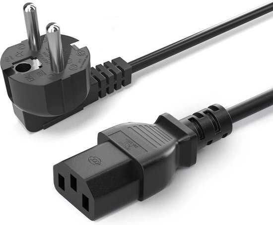 Universele C13 Voedingskabel - Power Kabel - Stroomkabel - 1.5 Meter - Netsnoer voor PC, Beeldscherm, Printer – IEC C13 – Zwart
