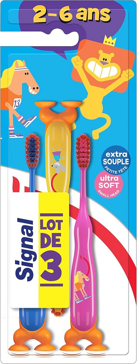 Zachte Kinderen Tandenborstels (2-6 Jaar) - Set van 3 Poetsborstels