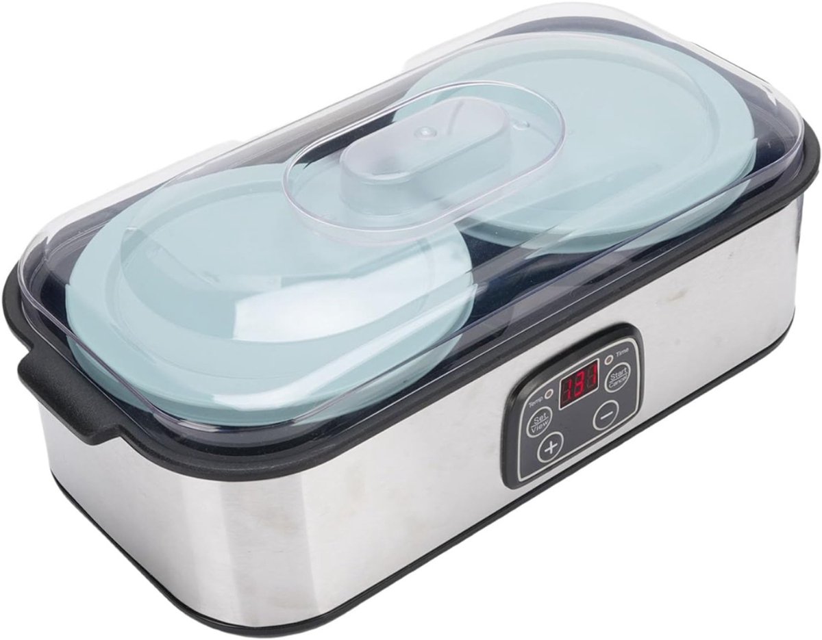 Aurixi® Yoghurtmaker - Yoghurtmakers - Yoghurtmachine - 8 x 180 ml - 20 tot 55 Graden - Zilver - 40cm x 20cm x 16cm