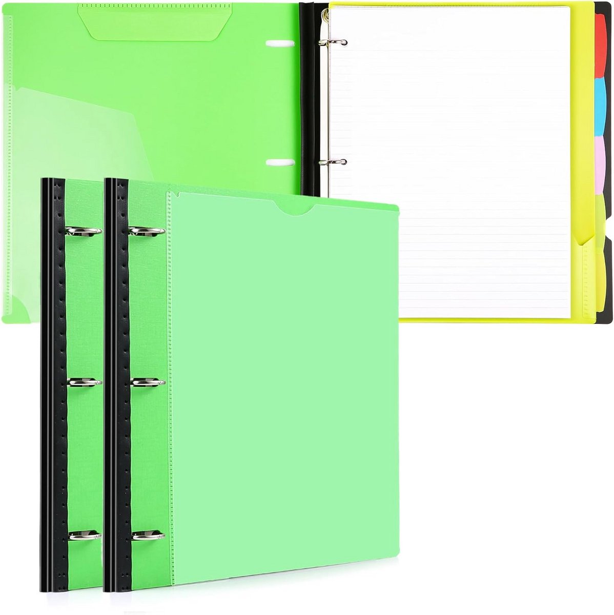 Telescopische 3-Ringband Navulbaar Notebook Set met Verstelbare Capaciteit - Groen