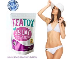 TeaTox® 28 Dagen Detox Thee | Anti Counterfit QR Hologram – Vegan Afslank kuur – Buikvet Verbranden | Snel Afvallen | Detox darmen | Fatburner | Thee Kuur | Opgeblazen gevoel verlichten