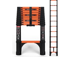 Moeve Telescoopladder - 3,20 meter - Telescopische Ladder - Aluminium Ladder - Compact & Veilig - Max. Belastbaar 150 kg - voor Binnen & Buiten
